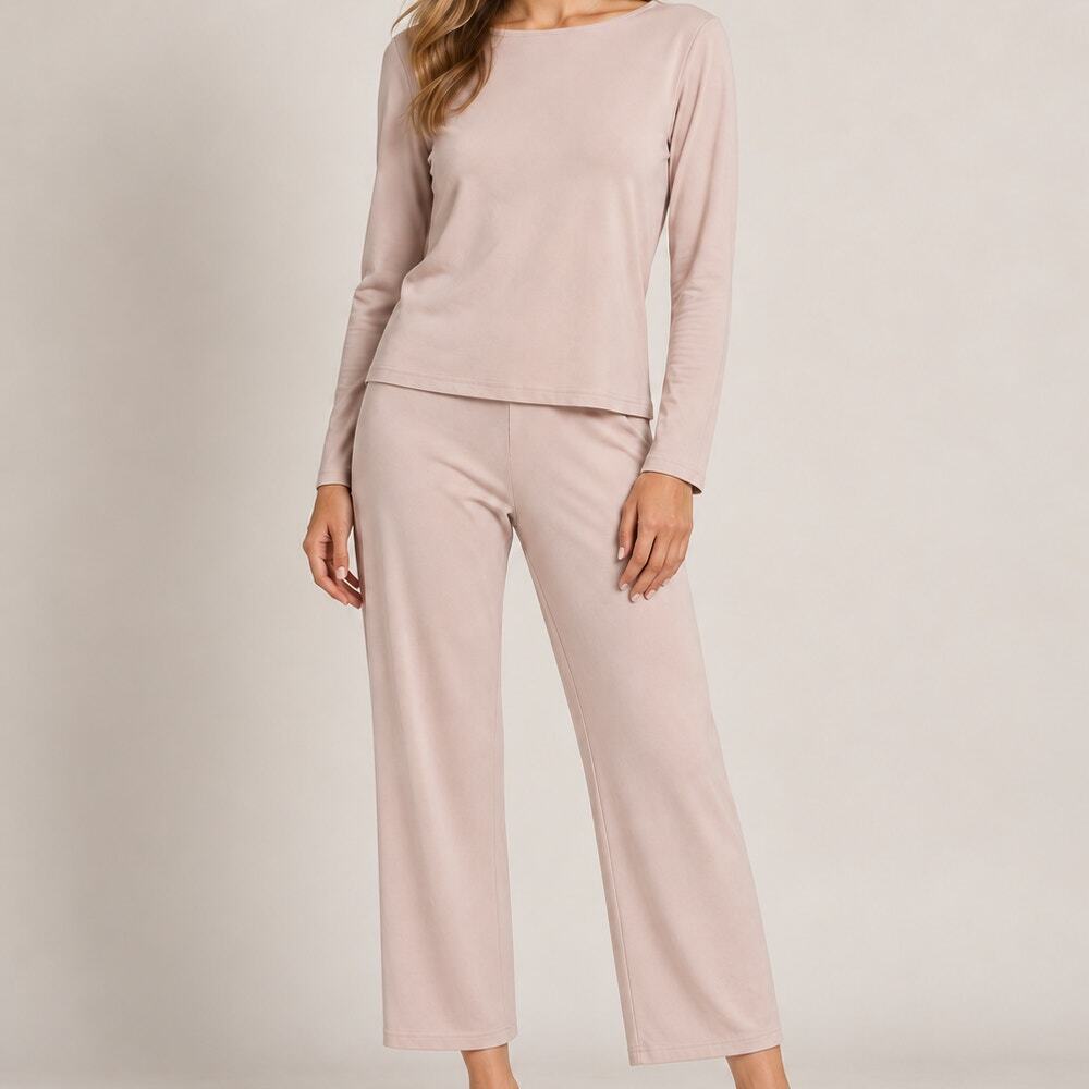 Vintage Emanuel Ungaro Size M beige Jersey Two Piece Pant Set